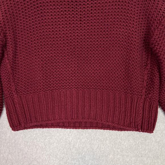 Free People Burgundy My Only Sunshine Chunky Mock Neck Sweater Size XL - Picture 4 of 8